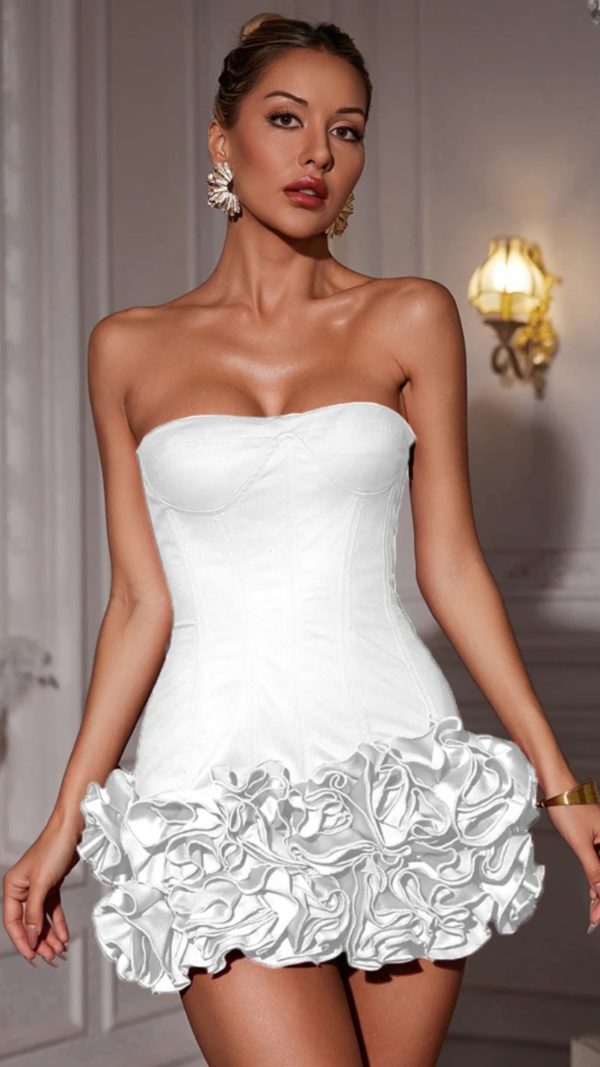 vestido blanco straple flores