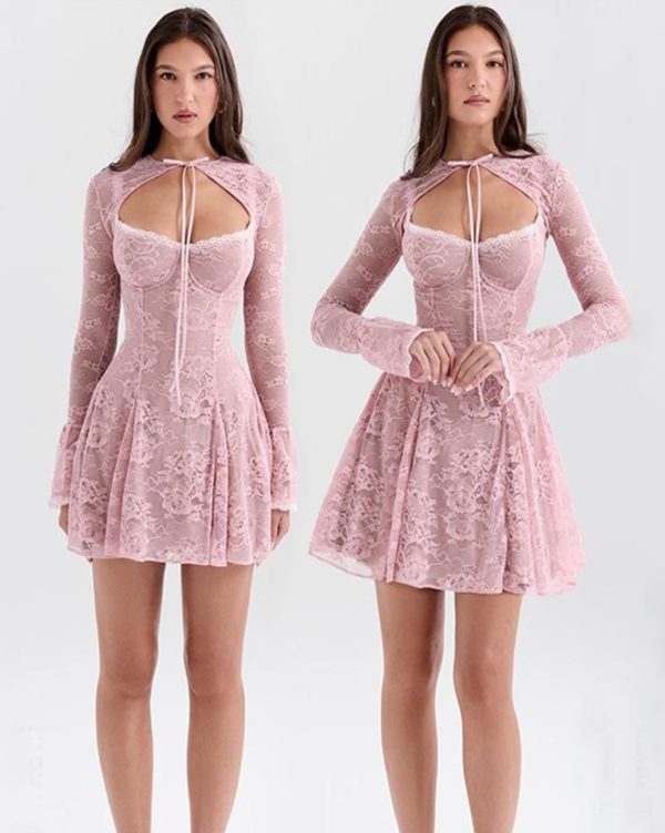 vestido encaje rosa