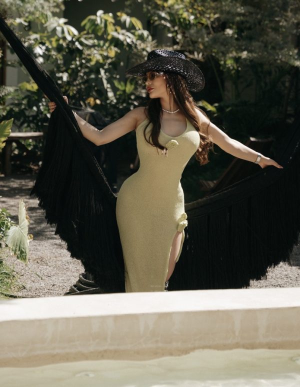 vestido playa verde flor