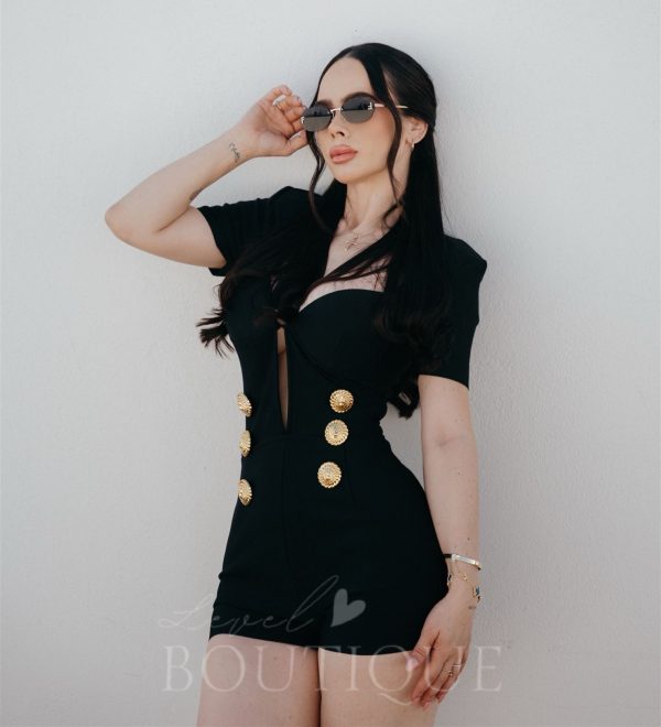 jumpsuit short negro bandage