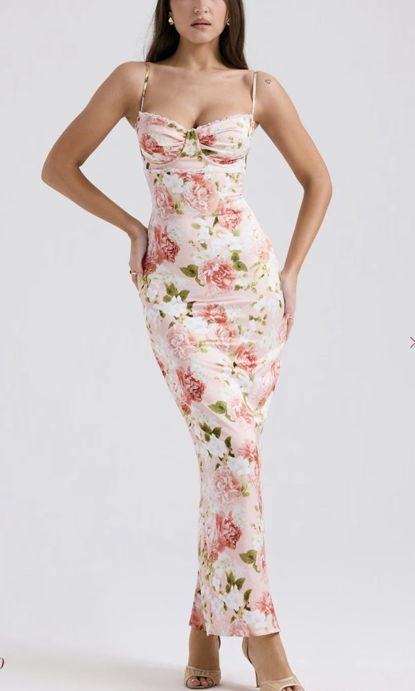 vestido rosa flores 777