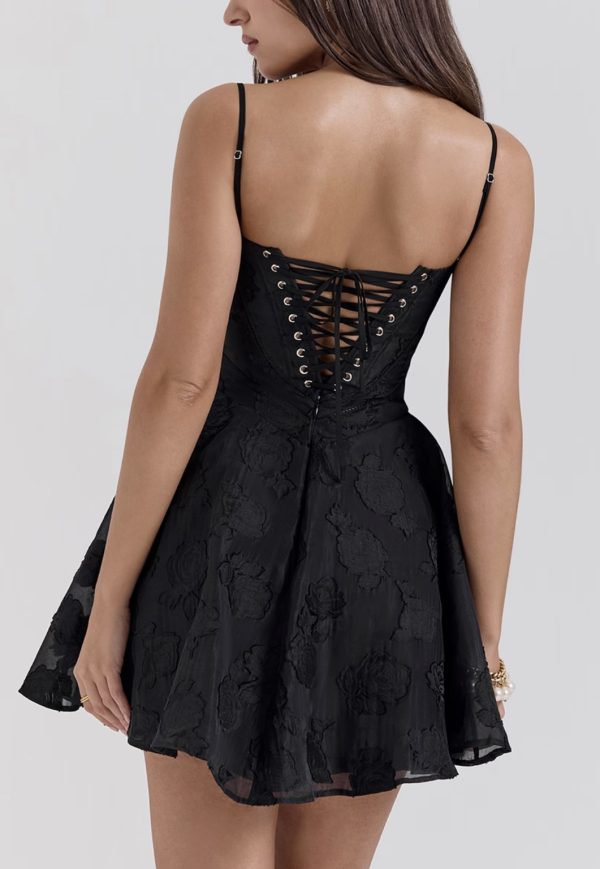 vestido negro encaje vuelo v - Imagen 2