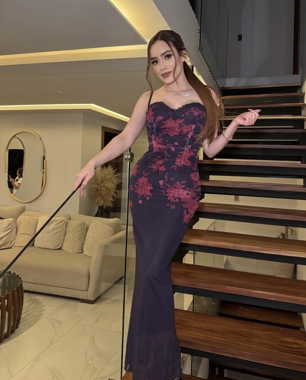 maxi vestido morado flores