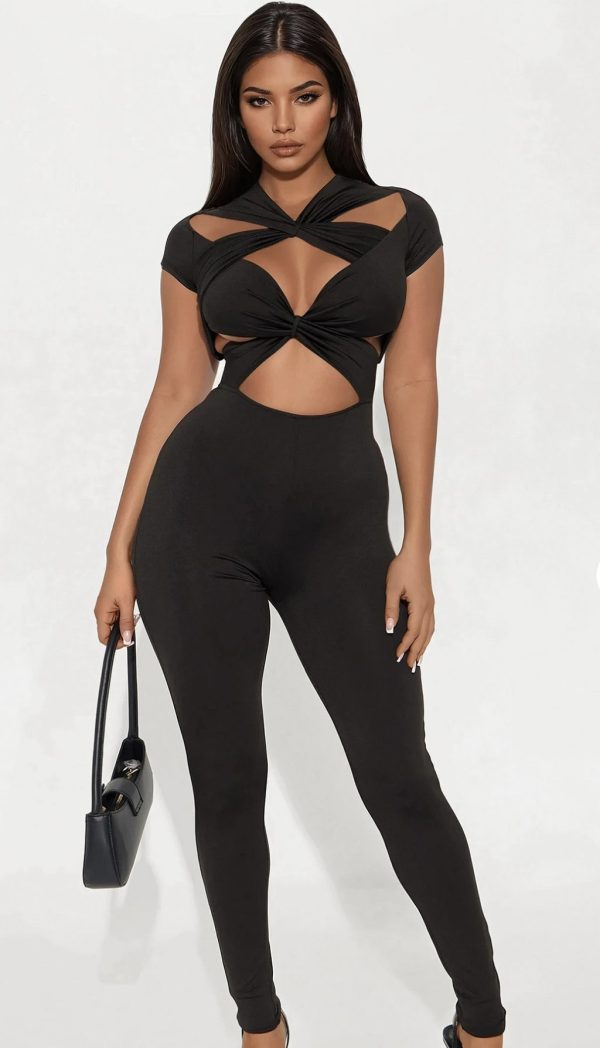 jumpsuit negro Licra cruzado