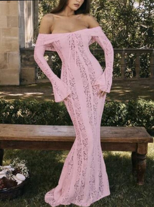 maxi vestido rosa encaje