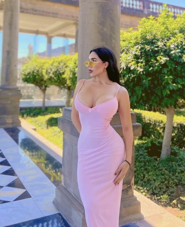 maxi vestido rosa licra