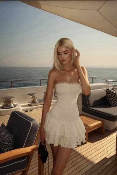 vestido blanco straple con planes