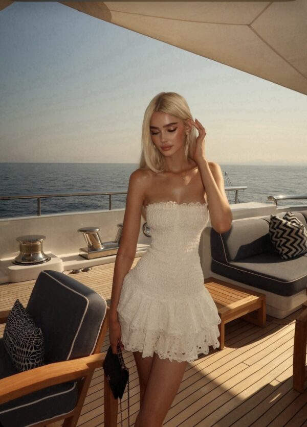 vestido blanco straple con planes