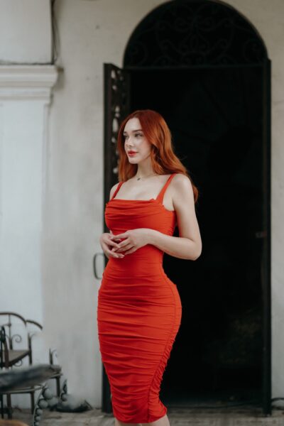 vestido rojo mesh