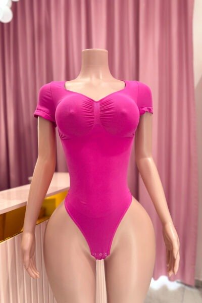 Body Shaper V Manga Corta Rosa
