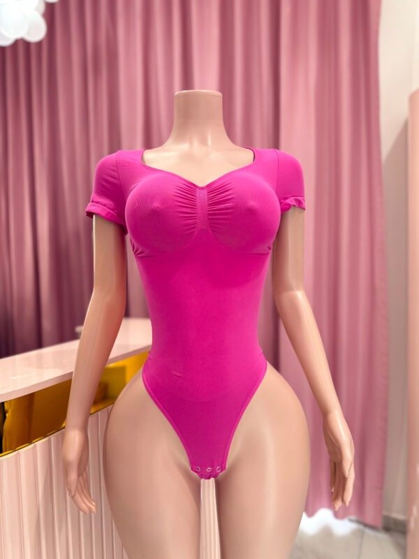 Body Shaper V Manga Corta Rosa