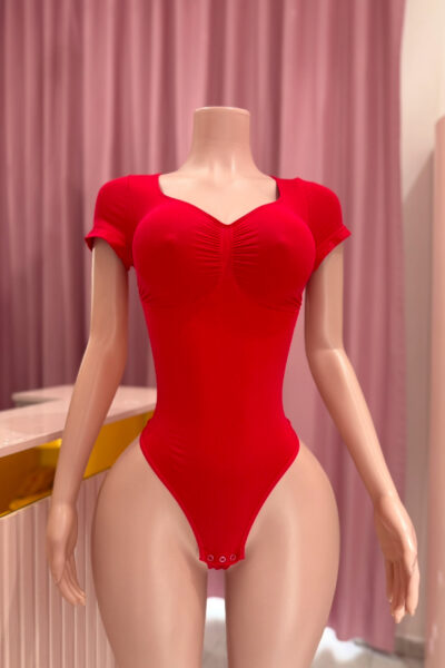Body Shaper V Manga Corta Rojo