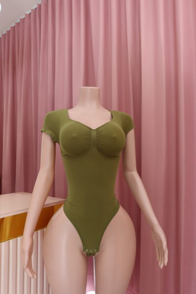 Body Shapewear V Manga Corta Verde