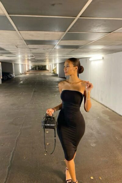 vestido negro straple licra