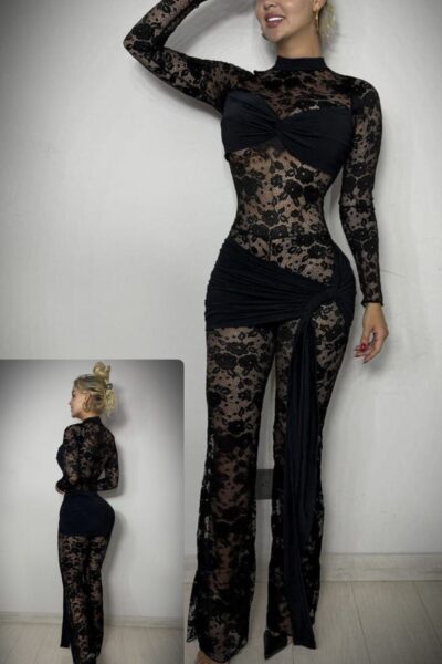 jumpsuit negro colombiano encaje
