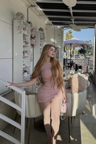 vestido licra rosa con cinturon