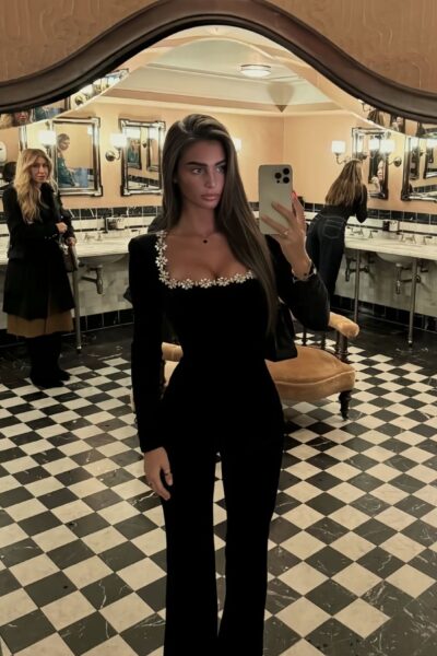 jumpsuit negro bandage manga larga