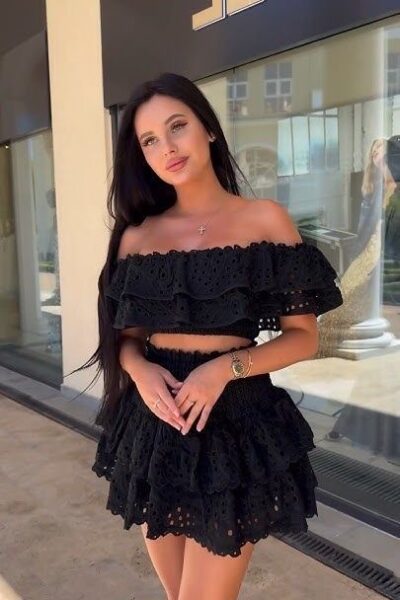 conjunto negro falda resorte