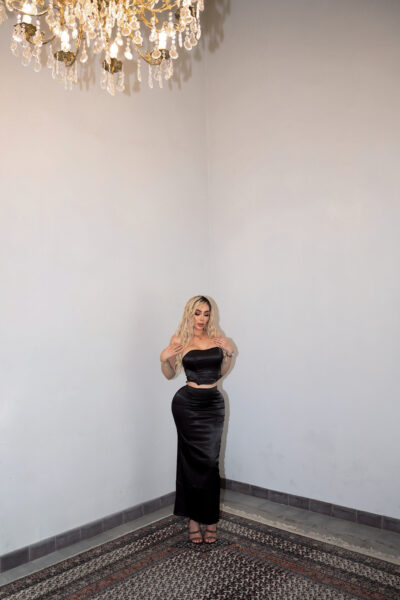 conjunto negro saten