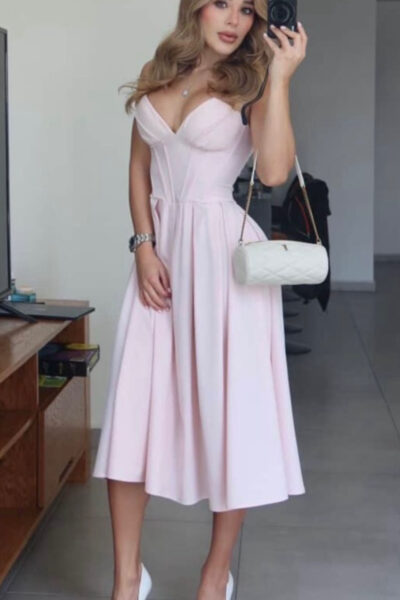 Vestido rosa Straple maxi