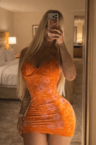 Vestido naranja mini flores