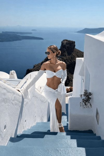 Conjunto blanco falda larga