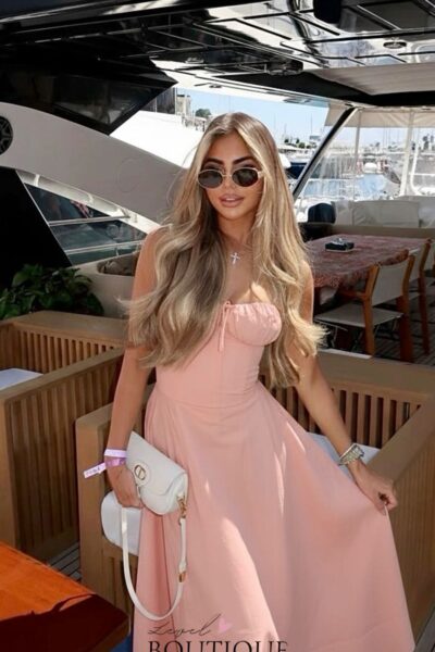 Vestido salmón naranja midi