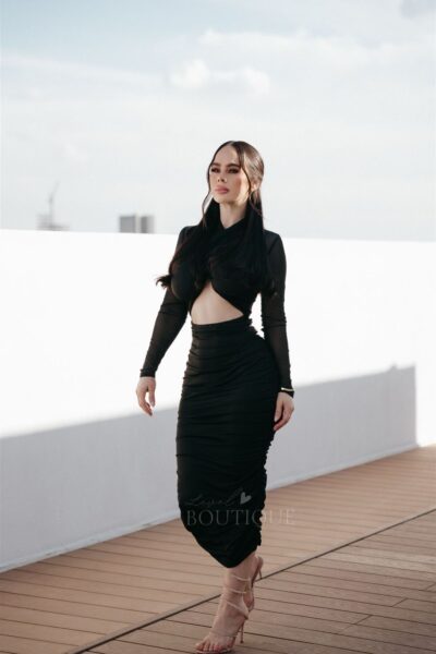 Vestido negro licra y Mesh