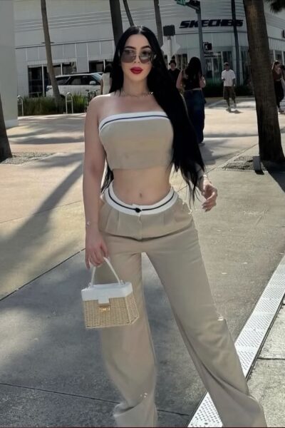 Conjunto beige licra casual pantalón