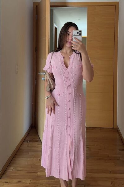 Vestido botones rosa maxi