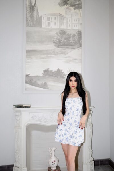 Vestido Straple azul flores