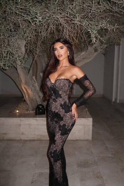 Vestido negro encaje maxi