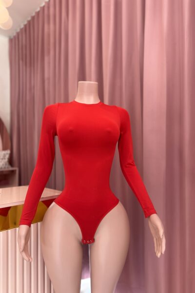 Body Shapewear Manga Larga Corte Panty Rojo