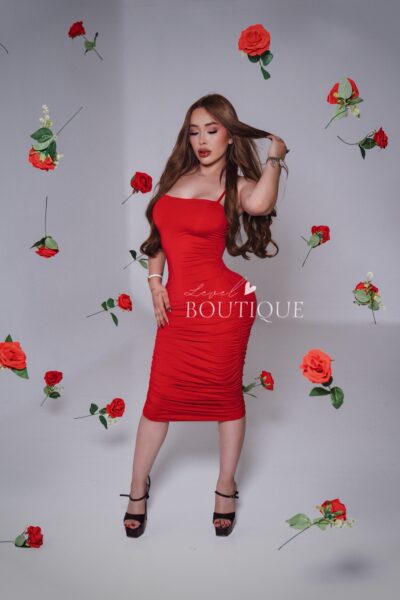 Vestido rojo corrugado