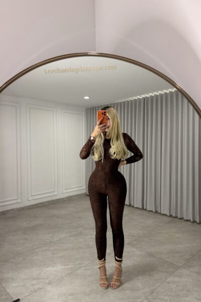 Jumpsuit café encaje