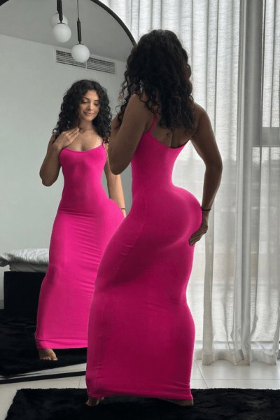 Vestido rosa licra skin mega Push