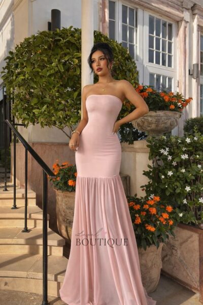 Vestido rosa con Mesh Straple