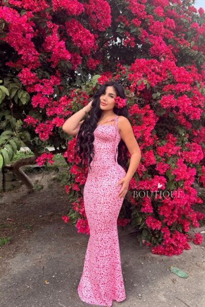 Vestido licra rosa flores