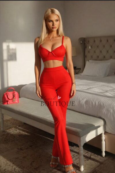 Vestido Bandage rojo pantalon