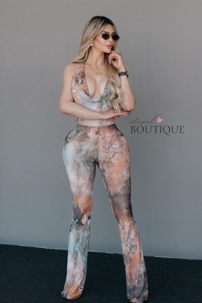 Jumpsuit bicolor Mesh cuello