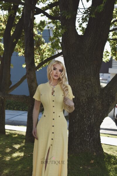 Vestido amarillo maxi bolsas