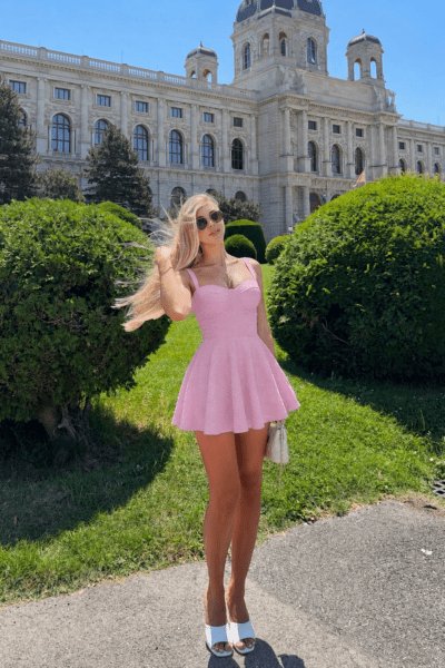 Vestido rosa cuadros