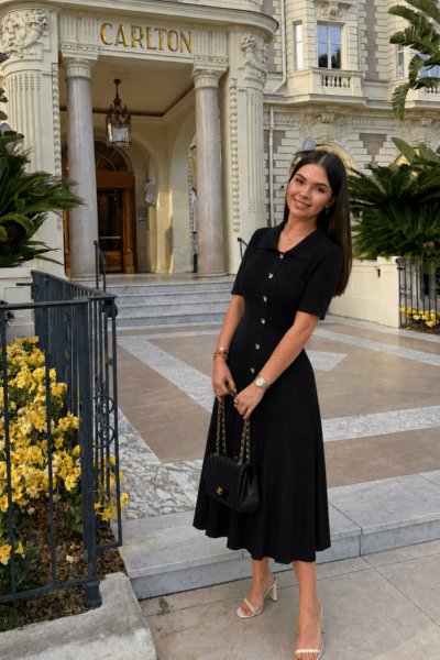 Vestido negro botones