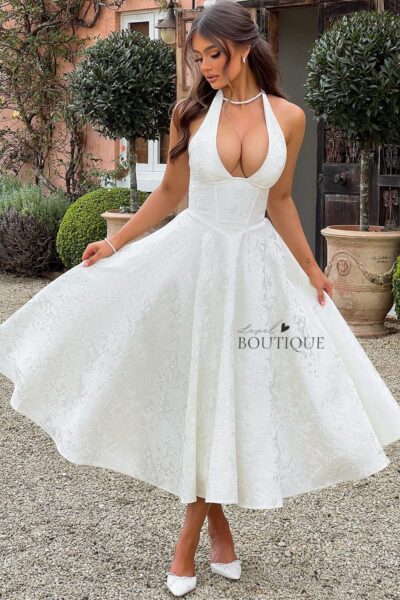 Vestido blanco con satén