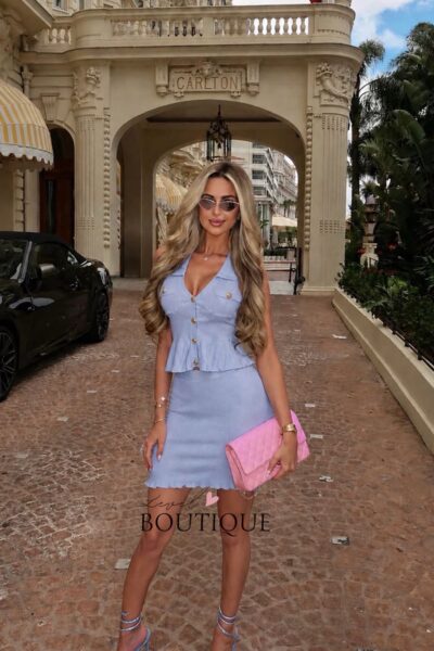 Conjunto azul falda corta