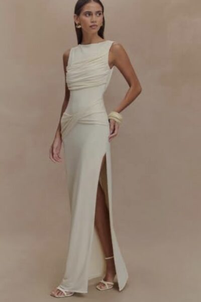 Vestido beige maxi S
