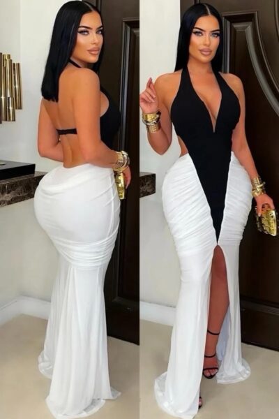 Vestido negro y blanco S