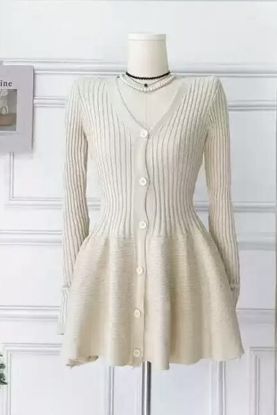 Vestido suéter beige S
