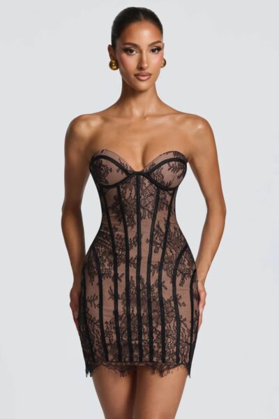 Vestido negro Straple encaje