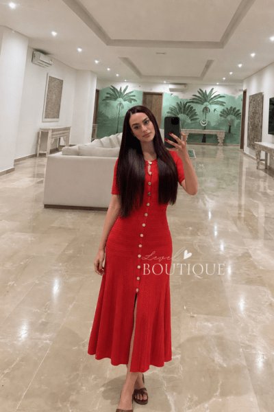 Vestido naranja botones